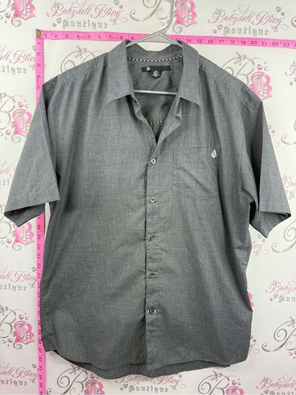 Volcom shirt button up grey Men's Short Sleeve Dress Shirt in Heather Gray